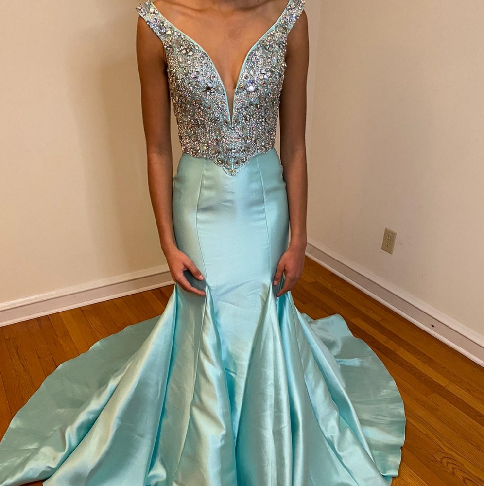Tiffany Blue Pageant Gown 2 - Picture 4 of 5